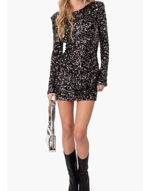 Sylvie Sequin Open Back Long Sleeve Minidress
EDIKTED